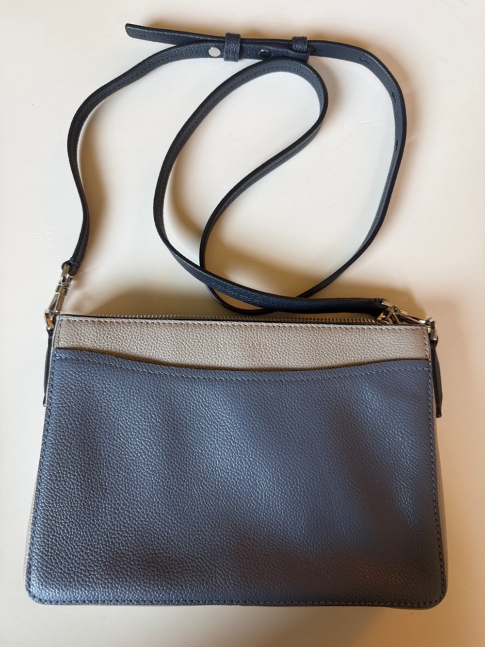 kate spade Two-Tone Gray and Cream Leather Crossbody